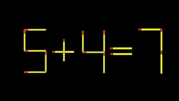 Thử tài IQ: Di chuyển một que diêm để 5+4=7 thành phép tính đúng