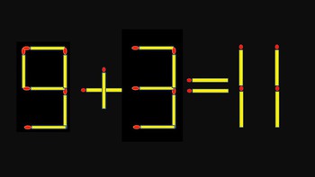 Thử tài IQ: Di chuyển một que diêm để 9+3=11 thành phép tính đúng