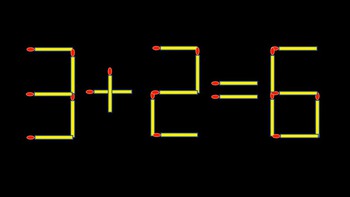 Thử tài IQ: Di chuyển một que diêm để 3+2=6 thành phép tính đúng