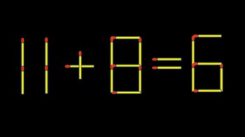 Thử tài IQ: Di chuyển một que diêm để 11+8=6 thành phép tính đúng