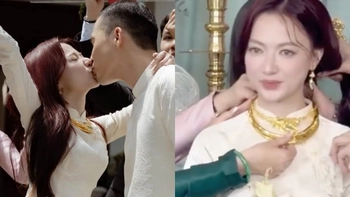 'Bé' Xuân Nghi 'vàng đeo trĩu cổ' trong ngày cưới kỹ sư công nghệ