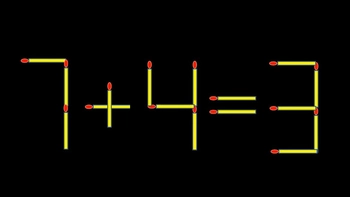 Thử tài IQ: Di chuyển một que diêm để 7+4=3 thành phép tính đúng