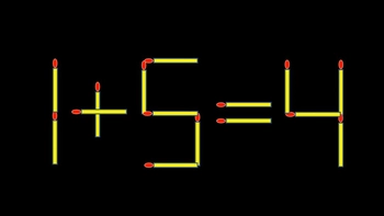 Thử tài IQ: Di chuyển một que diêm để 1+5=4 thành phép tính đúng