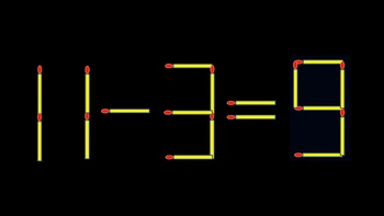 Thử tài IQ: Di chuyển một que diêm để 11-3=9 thành phép tính đúng