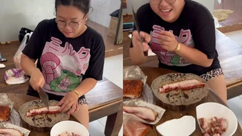 Chị gái quay video trổ tài chặt thịt heo và cái kết khiến người xem ngỡ ngàng