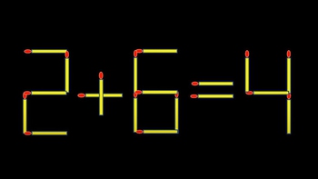 Thử tài IQ: Di chuyển một que diêm để 2+6=4 thành phép tính đúng