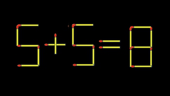 Thử tài IQ: Di chuyển một que diêm để 5+5=8 thành phép tính đúng