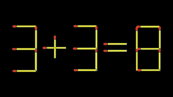 Thử tài IQ: Di chuyển một que diêm để 3+3=8 thành phép tính đúng