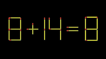 Thử tài IQ: Di chuyển một que diêm để 8+14=8 thành phép tính đúng