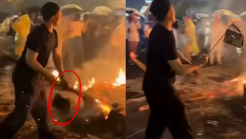 Anh chàng đãng trí vứt túi người yêu vào đống lửa