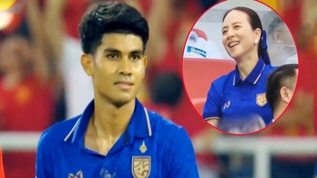 Nụ cười gây chú ý của Madame Pang khi Kakana sút penalty bay lên trời