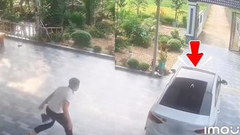 Tài xế đậu xe quên kéo phanh tay và cái kết chạy sấp mặt