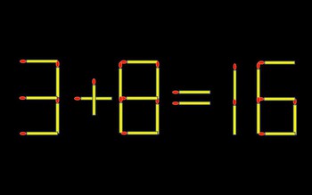 Thử tài IQ: Di chuyển một que diêm để 3+8=16 thành phép tính đúng