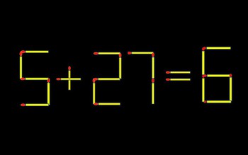 Thử tài IQ: Di chuyển một que diêm để 5+27=6 thành phép tính đúng