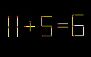 Thử tài IQ: Di chuyển một que diêm để 11+5=6 thành phép tính đúng