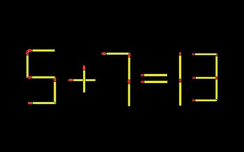 Thử tài IQ: Di chuyển một que diêm để 5+7=13 thành phép tính đúng