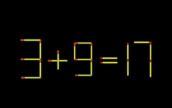Thử tài IQ: Di chuyển một que diêm để 3+9=17 thành phép tính đúng
