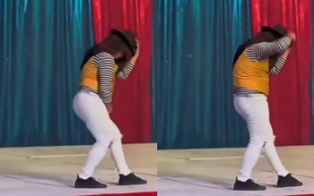 Cô gái gặp sự cố khi trình diễn màn đi lùi giống Michael Jackson