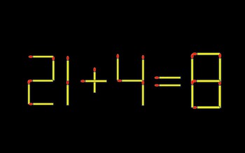 Thử tài IQ: Di chuyển một que diêm để 21+4=8 thành phép tính đúng
