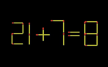 Thử tài IQ: Di chuyển một que diêm để 21+7=8 thành phép tính đúng