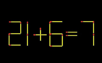 Thử tài IQ: Di chuyển một que diêm để 21+6=7 thành phép tính đúng