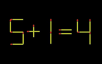 Thử tài IQ: Di chuyển một que diêm để 5+1=4 thành phép tính đúng