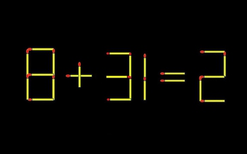 Thử tài IQ: Di chuyển một que diêm để 8+31=2 thành phép tính đúng