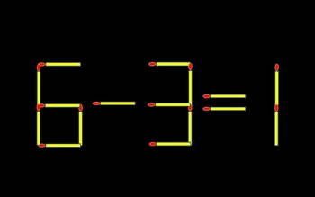 Thử tài IQ: Di chuyển một que diêm để 6-3=1 thành phép tính đúng