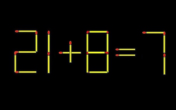 Thử tài IQ: Di chuyển một que diêm để 21+8=7 thành phép tính đúng
