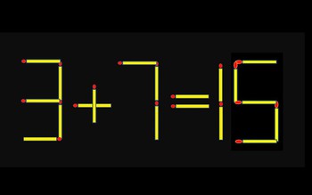 Thử tài IQ: Di chuyển một que diêm để 3+7=15 thành phép tính đúng