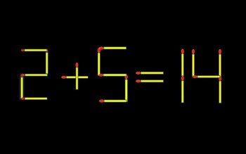 Thử tài IQ: Di chuyển một que diêm để 2+5=14 thành phép tính đúng
