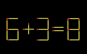 Thử tài IQ: Di chuyển một que diêm để 6+3=8 thành phép tính đúng