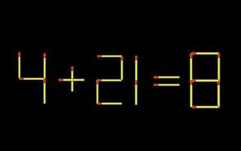Thử tài IQ: Di chuyển một que diêm để 4+21=8 thành phép tính đúng