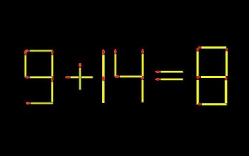 Thử tài IQ: Di chuyển một que diêm để 9+14=8 thành phép tính đúng