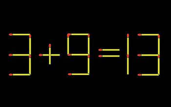 Thử tài IQ: Di chuyển một que diêm để 3+9=13 thành phép tính đúng
