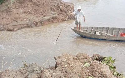 Cồn Thanh Long ở Vĩnh Long sạt lở nghiêm trọng