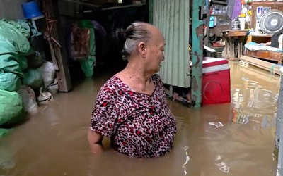 Triều cường ở Cần Thơ có nhà nước ngang bụng, sắp tới còn ngập sâu hơn