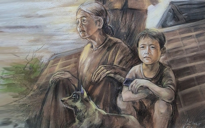 ‘Thương quá đồng bào tôi’ qua nét vẽ của họa sĩ Lê Sa Long