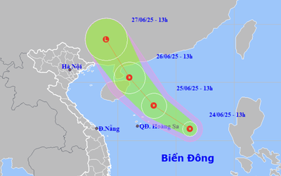 Vùng áp thấp trên Biển Đông mạnh lên thành áp thấp nhiệt đới