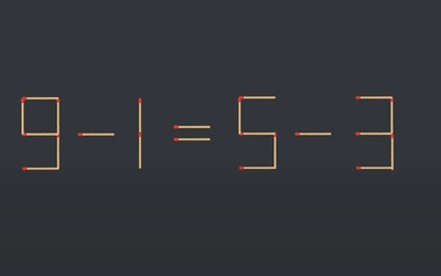 Thử tài IQ: Di chuyển một que diêm để 9-1=5-3 thành phép tính đúng