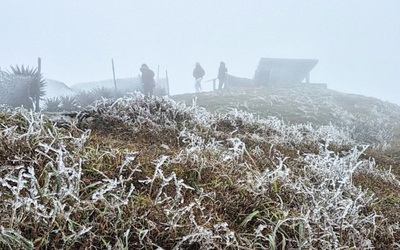 Hình ảnh băng giá ở Mẫu Sơn khi nhiệt độ giảm sâu dưới 0 độ C