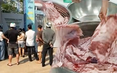 Phường Bến Cát thông tin vụ thịt heo không tươi vào bếp ăn trường tiểu học
