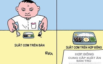 Suất cơm bán trú trên hợp đồng và trên thực tế