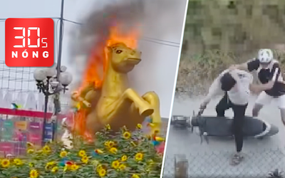 Bản tin 30s Nóng: Linh vật ngựa ở Thái Nguyên bị cháy rụi; Một nam sinh bị đánh sau va quẹt xe