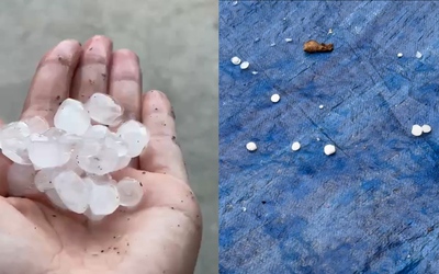 Video mưa đá lộp bộp trên mái nhà chiều nay tại Nghệ An