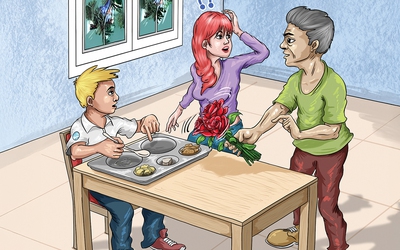 Khay cơm học sinh thay thịt gà bằng... hoa?
