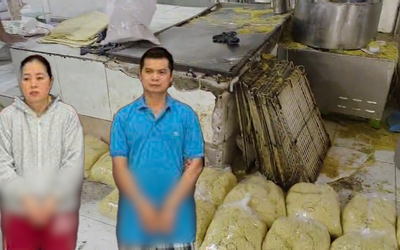 Hai vợ chồng ở TP.HCM sản xuất gần 3.000 tấn mì tươi chứa hàn the, thủy tinh lỏng