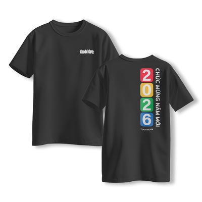 [A026] ÁO THUN TUỔI TRẺ "2026" - ĐEN