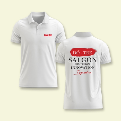 [A001] ÁO POLO TUỔI TRẺ "ĐỎ - TRẺ - SÀI GÒN" - TRẮNG