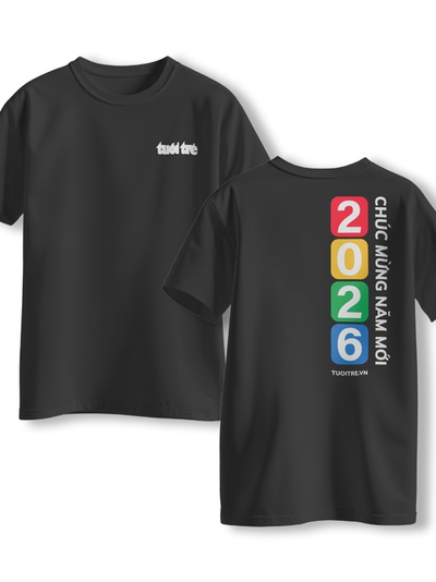 [A026] ÁO THUN TUỔI TRẺ "2026" - ĐEN